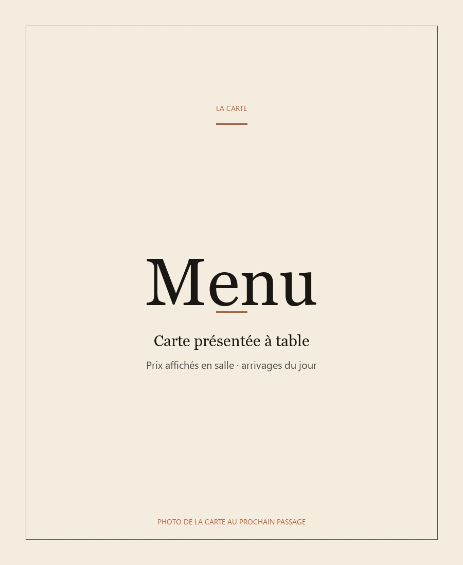 Carte Manava Café — détails et prix présentés à table